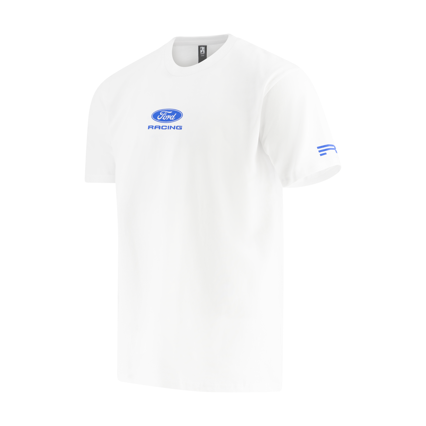 White t-shirt with Ford Racing logo on a white background