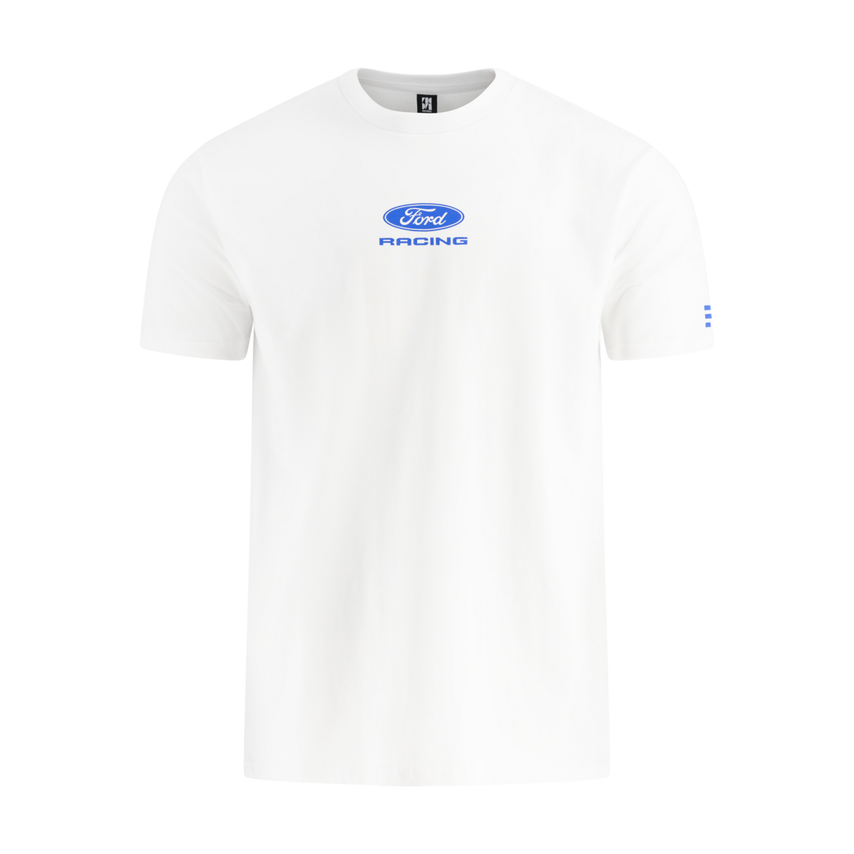 White t-shirt with Ford Racing logo on a white background