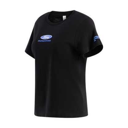 Black t-shirt with Ford Racing logo on a white background