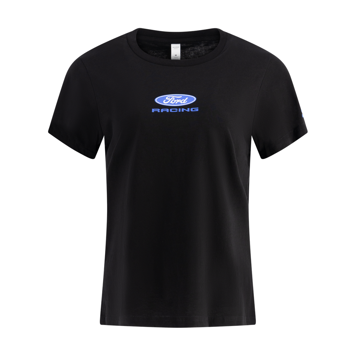 Black t-shirt with Ford Racing logo on a white background
