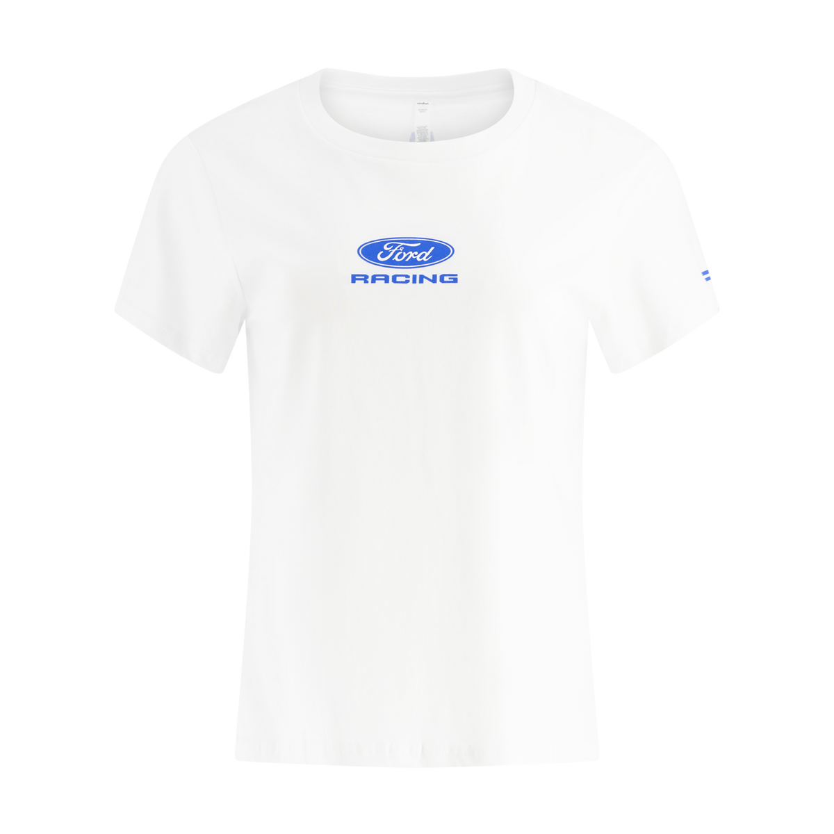 White t-shirt with Ford Racing logo on a white background