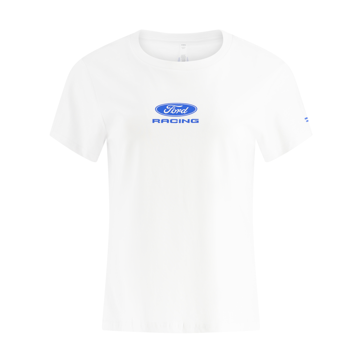 White t-shirt with Ford Racing logo on a white background