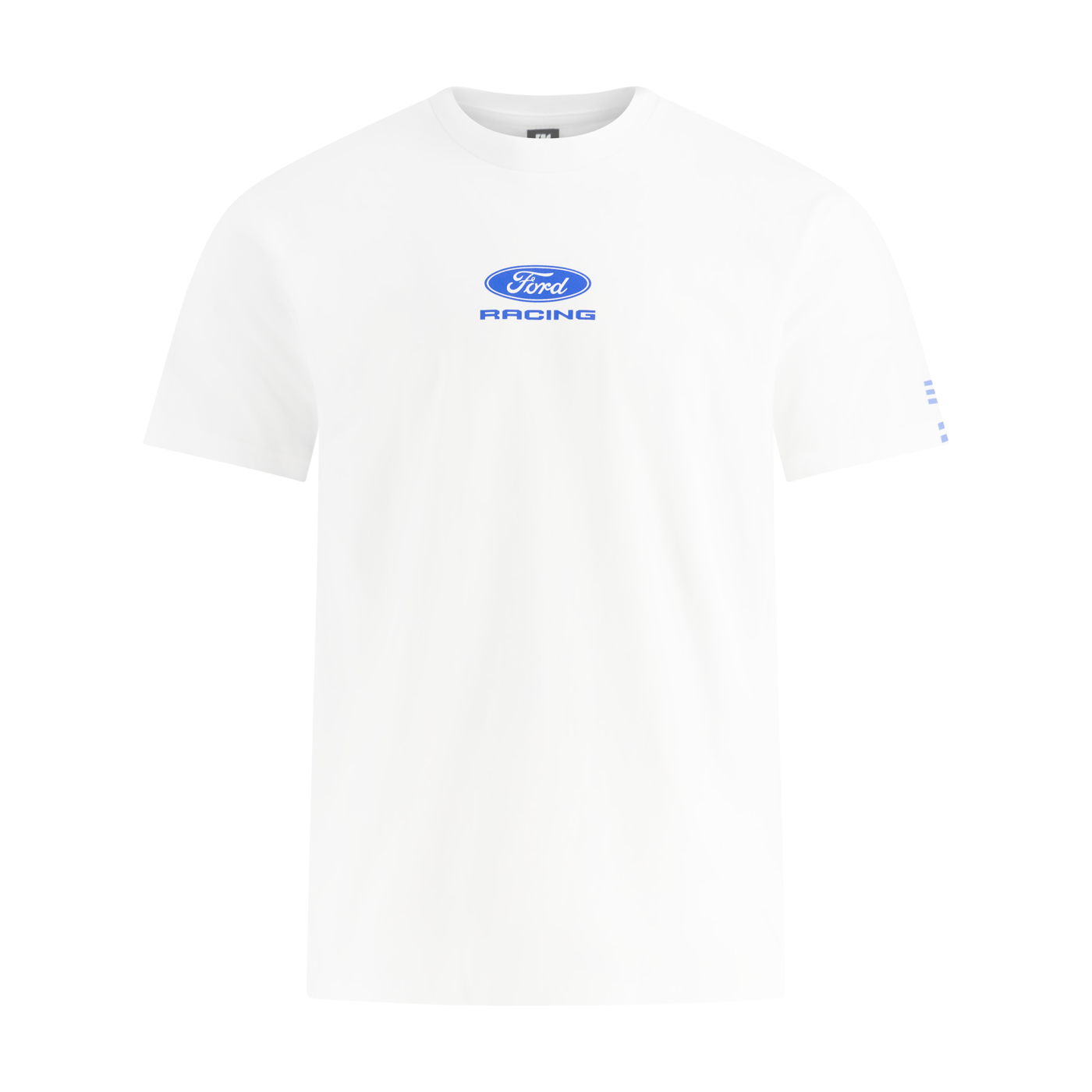 White t-shirt with Ford Racing logo on a white background