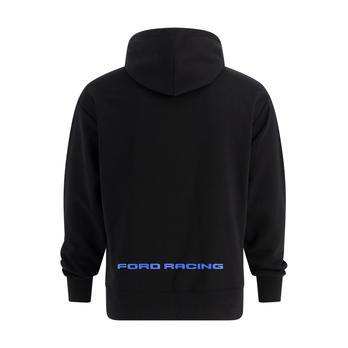 Black hoodie with 'Ford Racing' text on the back against a white background