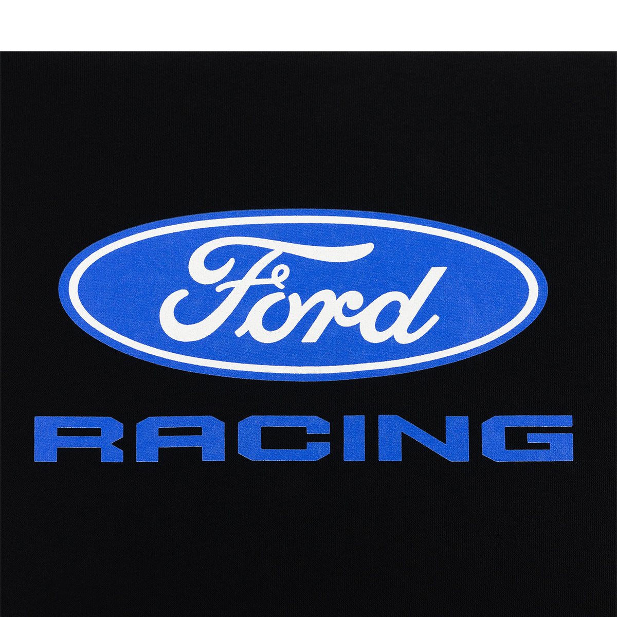Ford Racing logo with blue and white colors on a black background