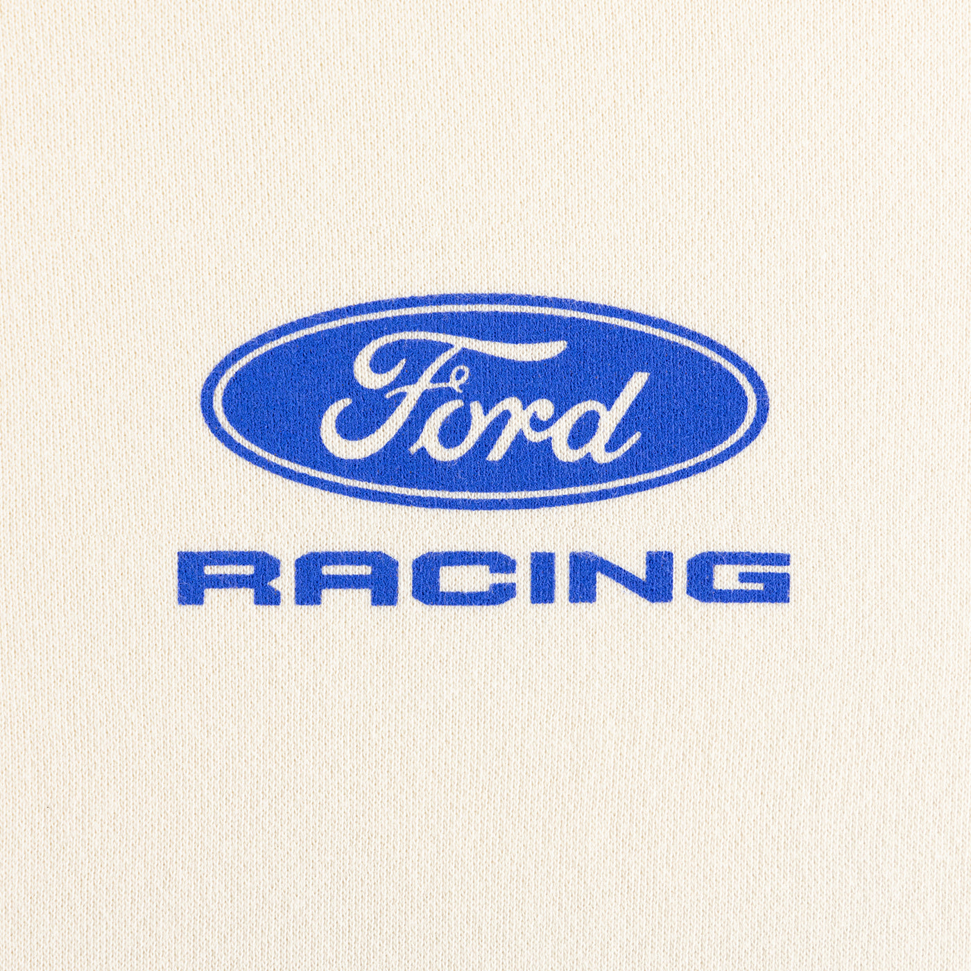 Ford Racing logo on a textured fabric background