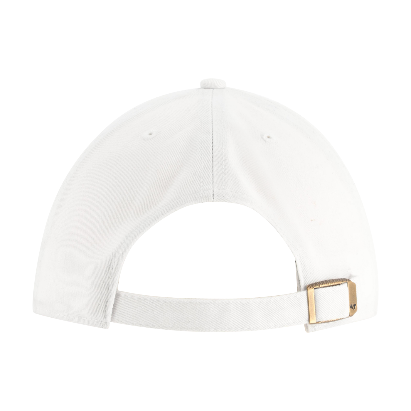White cap with a gold buckle on a white background