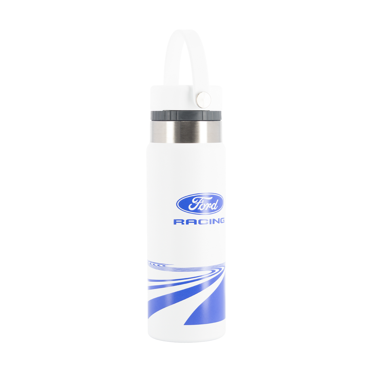 White water bottle with Ford Racing logo on a white background