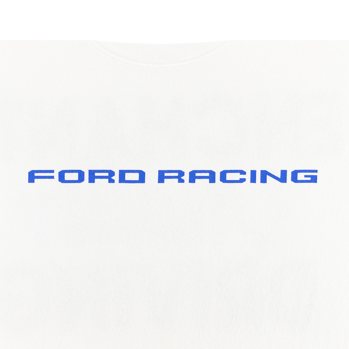 Ford Racing logo in blue on a white background