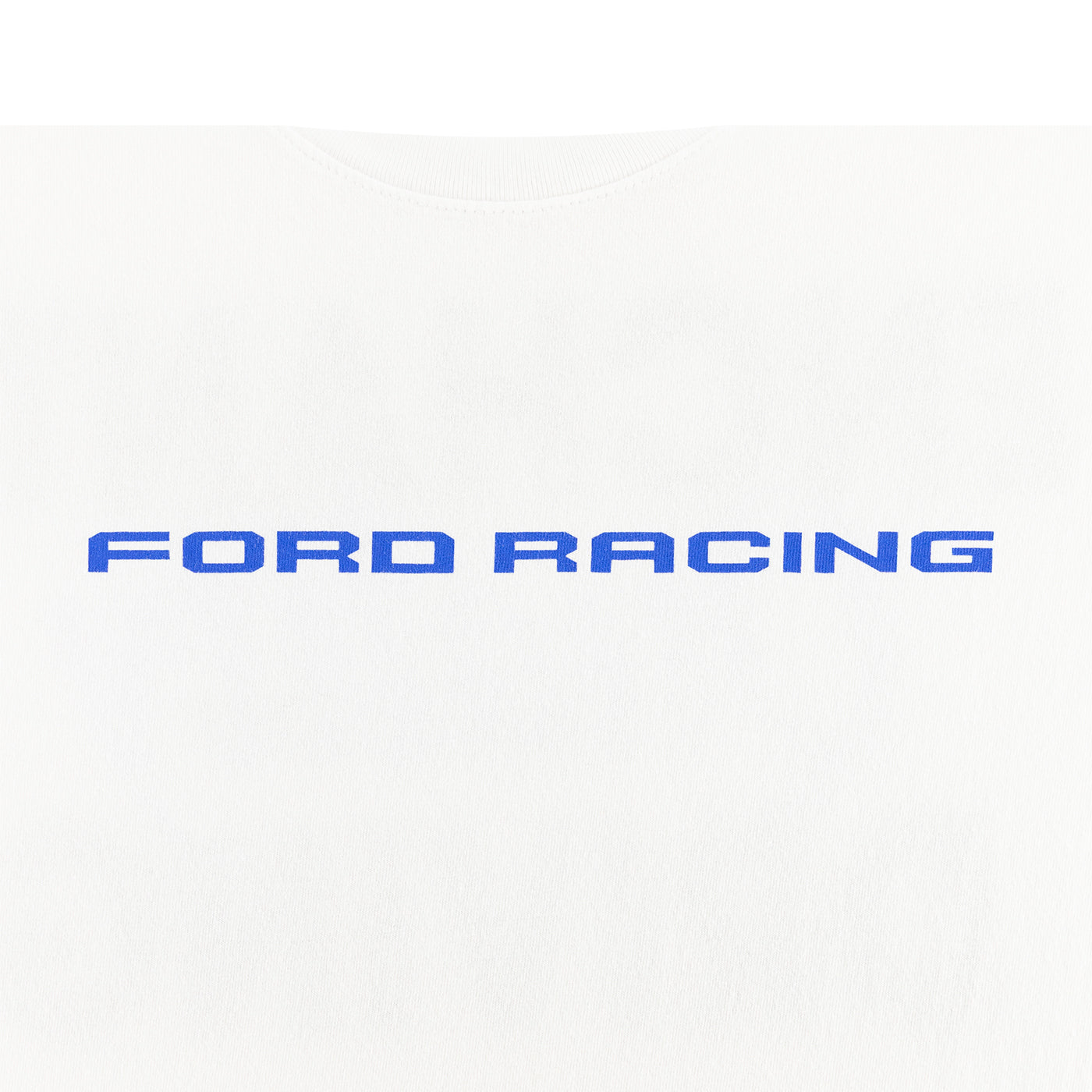 Ford Racing logo in blue on a white background