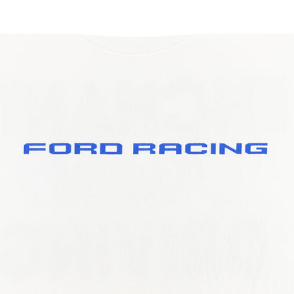 Ford Racing logo in blue on a white background