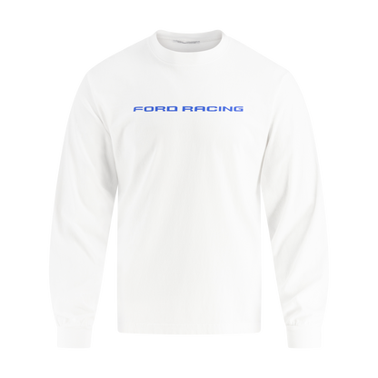 White long-sleeve shirt with 'Ford Racing' text on a white background