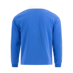 Blue long-sleeve shirt on a white background