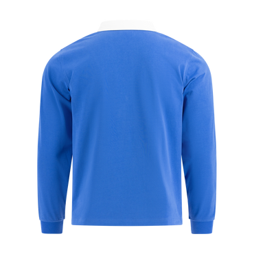 Blue long-sleeve shirt on a white background
