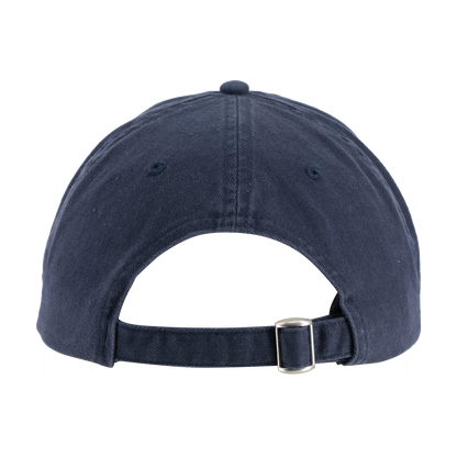back of navy blue slide back hat