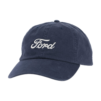 navy blue white ford script hat