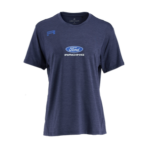 navy blue shirt Greyson short sleeve shirt with Ford racing logo 