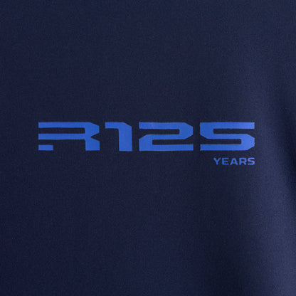 F125 years logo on a navy blue background