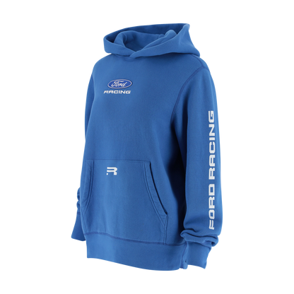 Blue hoodie with Ford Racing logo on a white background