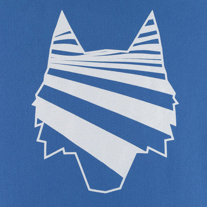 White abstract cat silhouette on a blue background