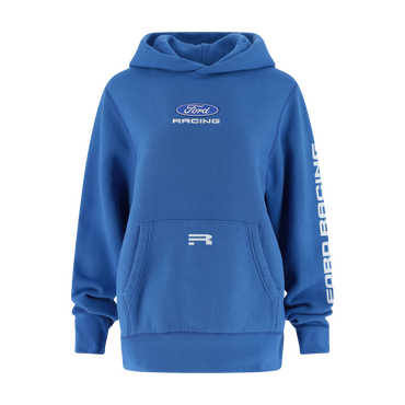Blue hoodie with Ford Racing logo on a white background