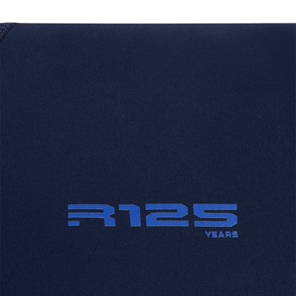 R125 years text on navy blue background