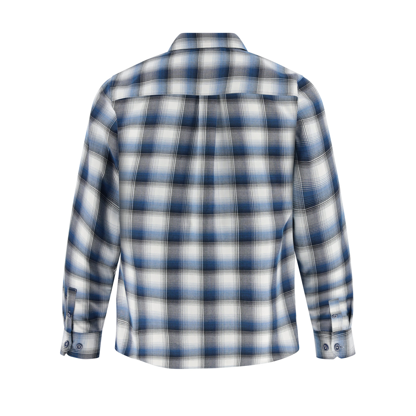 Blue and white plaid shirt on a white background