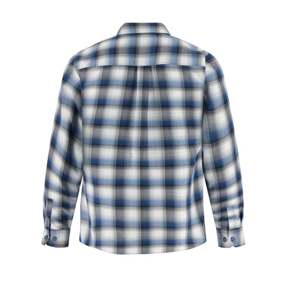 Blue and white plaid shirt on a white background