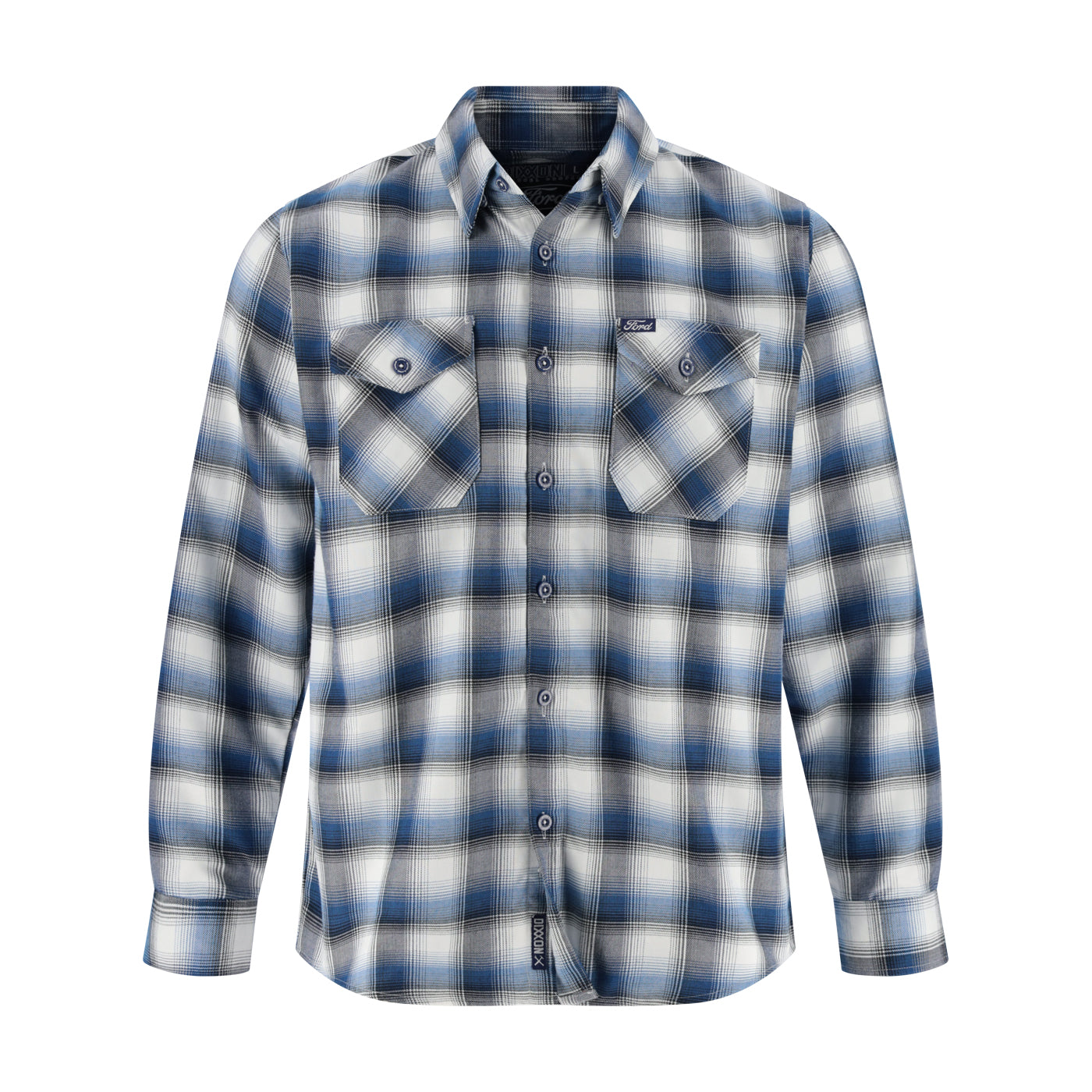 Blue and white plaid shirt on a white background