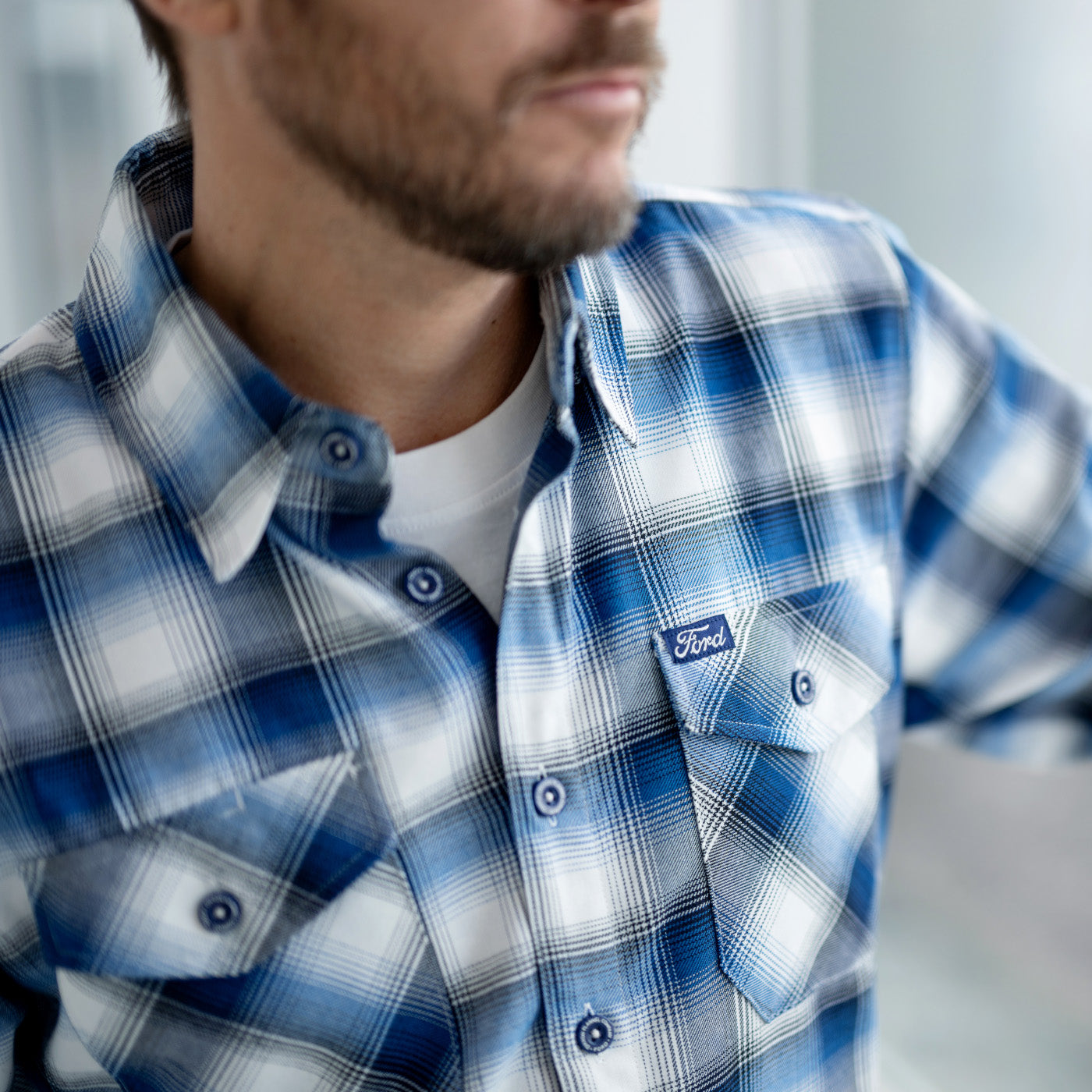 新品同様 bott box flannel shirt blue XL Ford Dixxon Blue Flannel Shirt – Ford Merchandise
