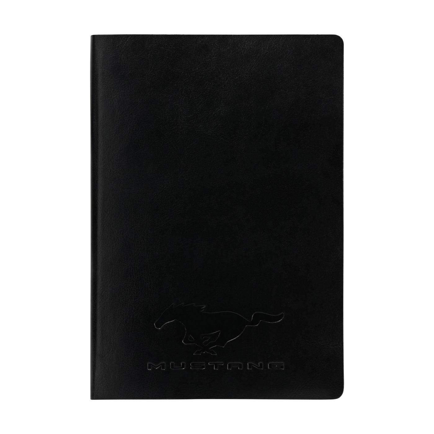 Black notebook with Mustang logo on a white background