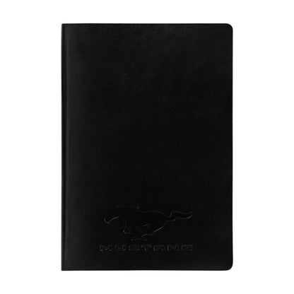 Black notebook with Mustang logo on a white background