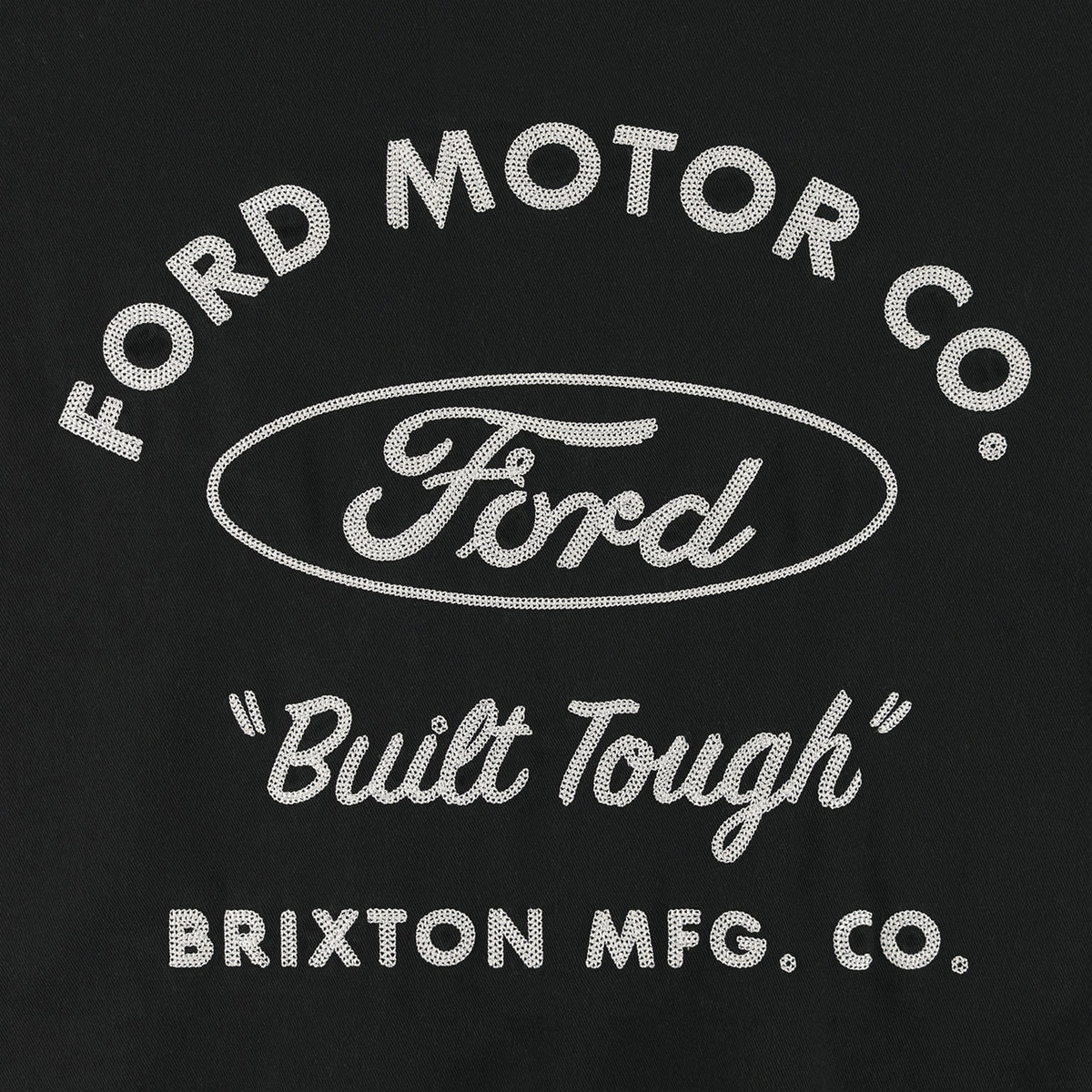 Black t-shirt with white Ford Motor Co. logo and text on a black background