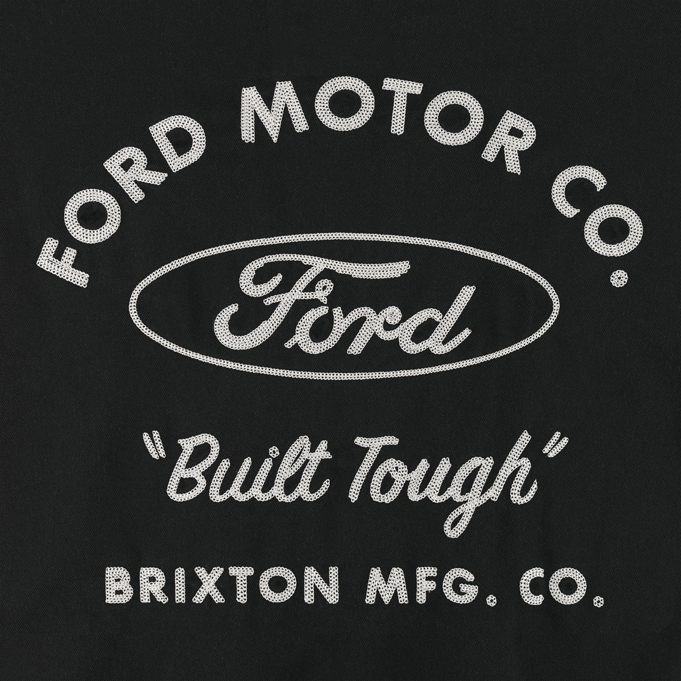 Black t-shirt with white Ford Motor Co. logo and text on a black background