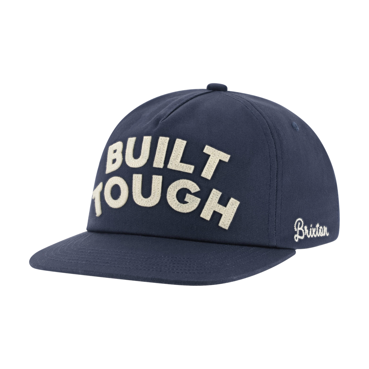 Navy blue cap with 'Built Tough' text on a white background