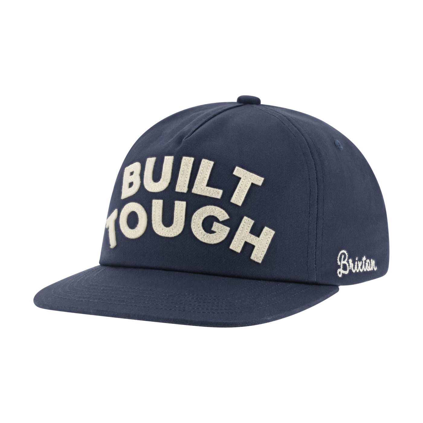 Navy blue cap with 'Built Tough' text on a white background