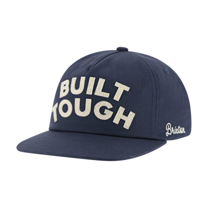 Navy blue cap with 'Built Tough' text on a white background