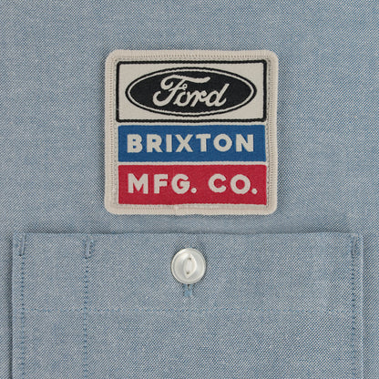 Patch on a shirt with Ford and Brixton branding