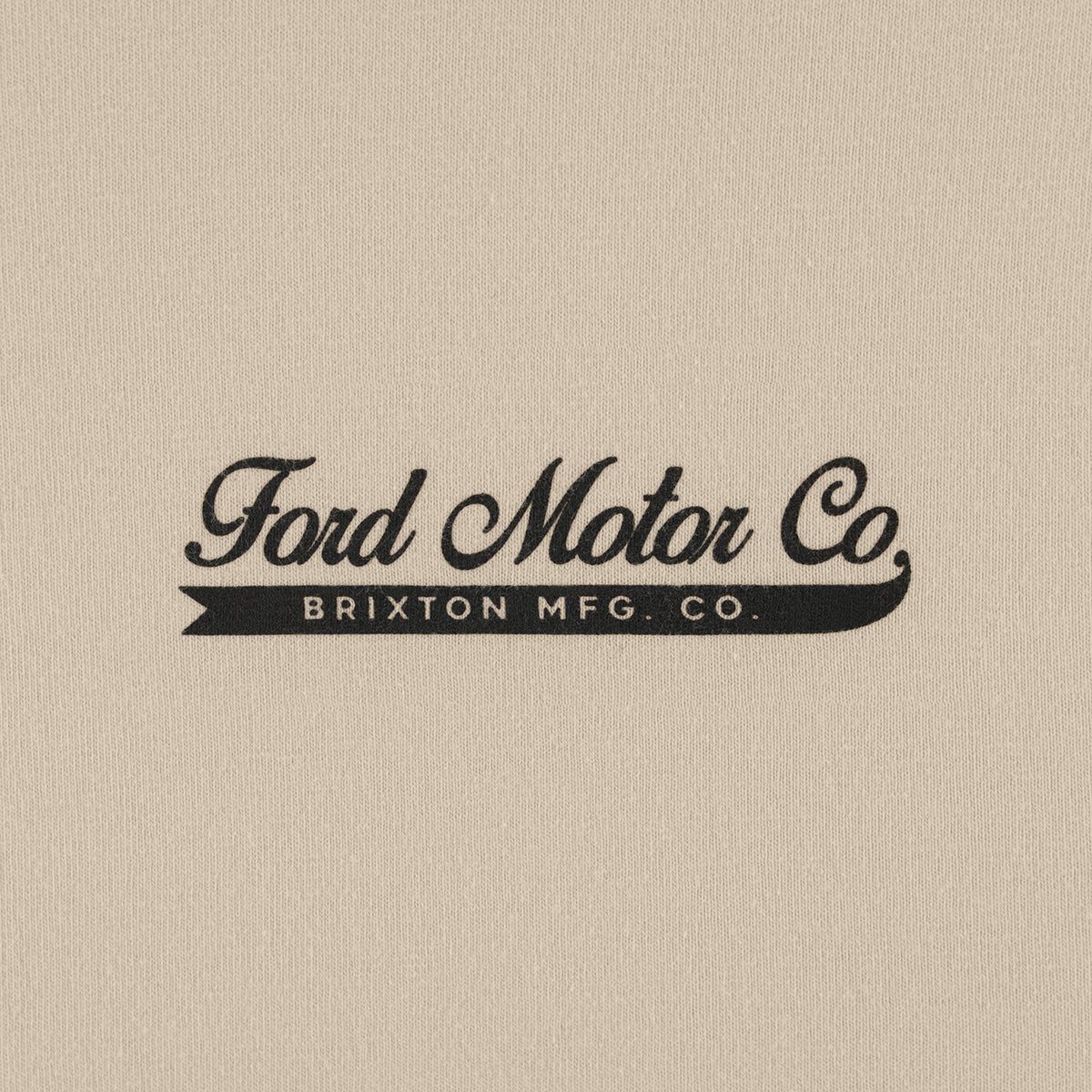 Text 'Ford Motor Co. Brixton MFG. Co.' on a beige background