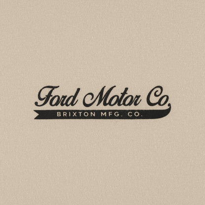 Text 'Ford Motor Co. Brixton MFG. Co.' on a beige background