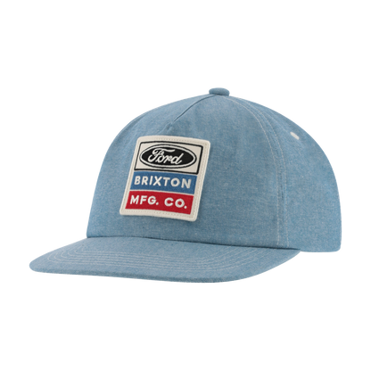 Blue cap with Ford and Brixton logos on a white background