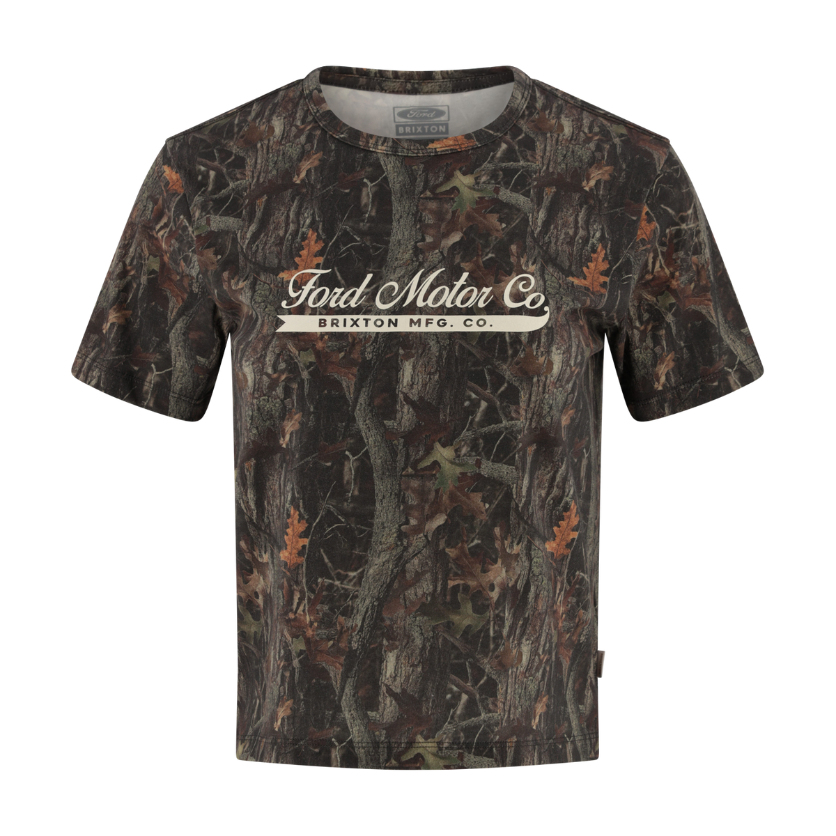 Camouflage t-shirt with Ford Motor Co. logo on a white background
