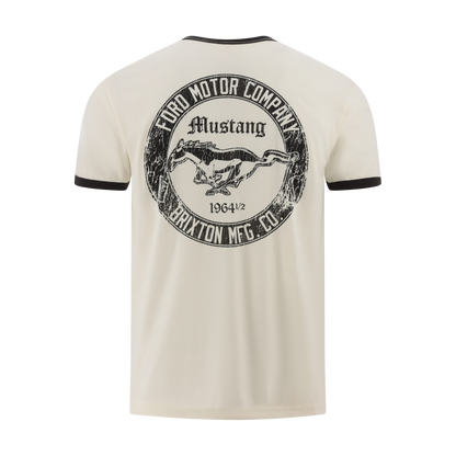 Beige t-shirt with Ford Mustang logo on a white background