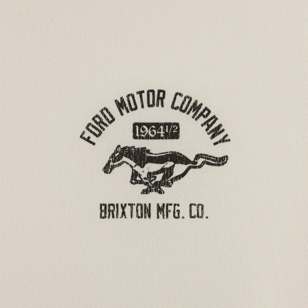 Vintage-style logo with 'Ford Motor Company' and 'Brixton Mfg. Co.' text on a beige background