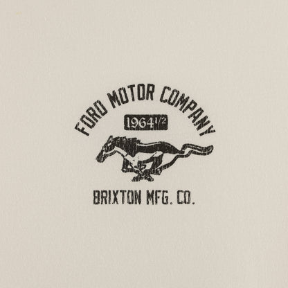 Vintage-style logo with 'Ford Motor Company' and 'Brixton Mfg. Co.' text on a beige background