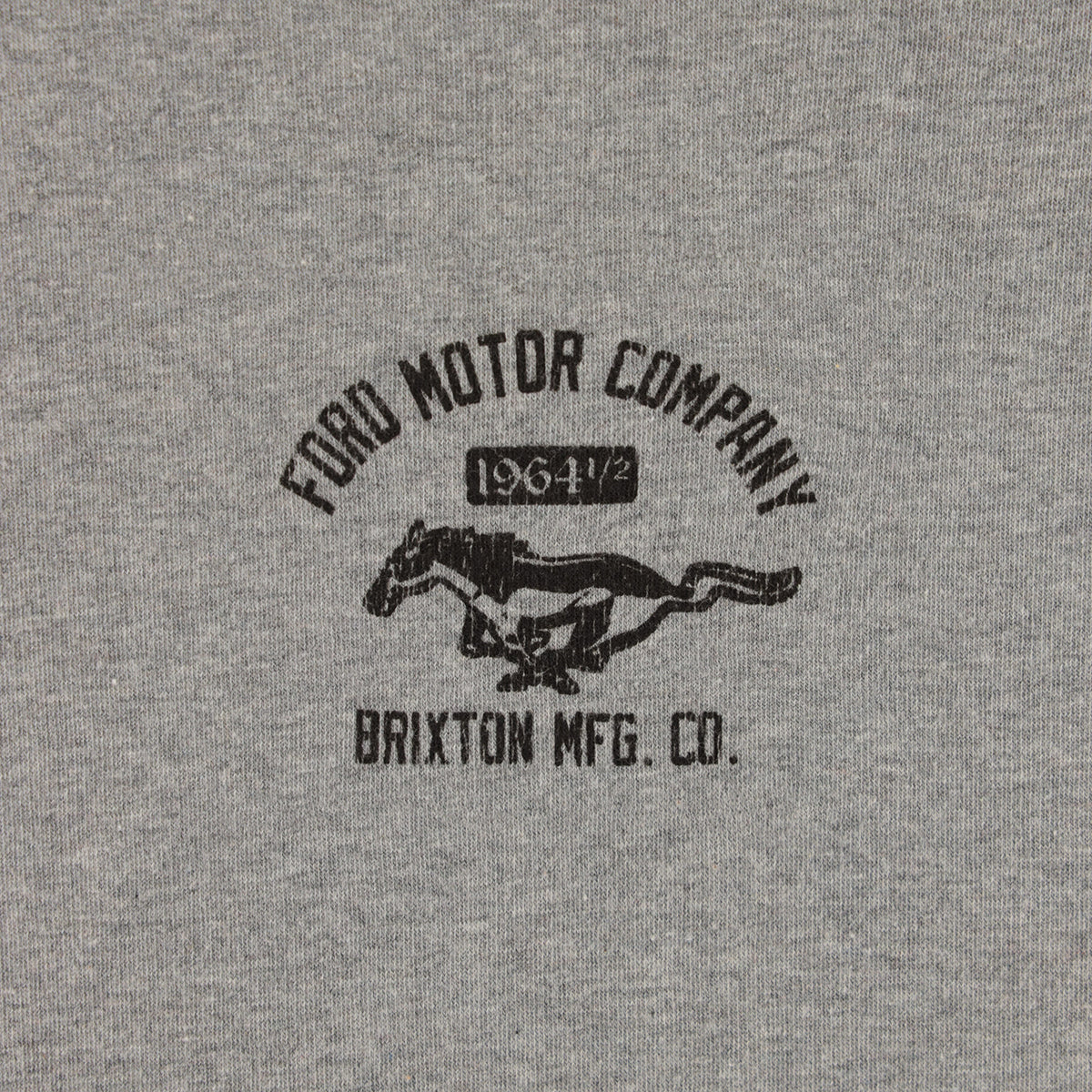 Gray fabric with black embroidered logo featuring a horse and text.