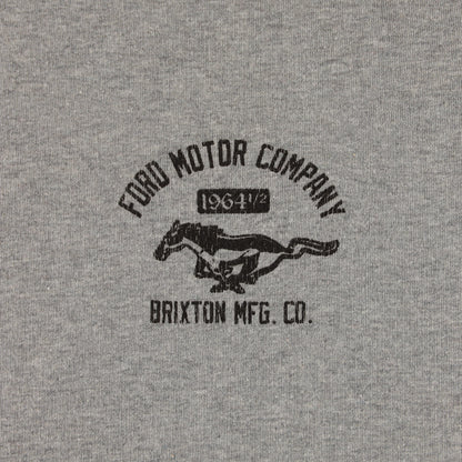 Gray fabric with black embroidered logo featuring a horse and text.