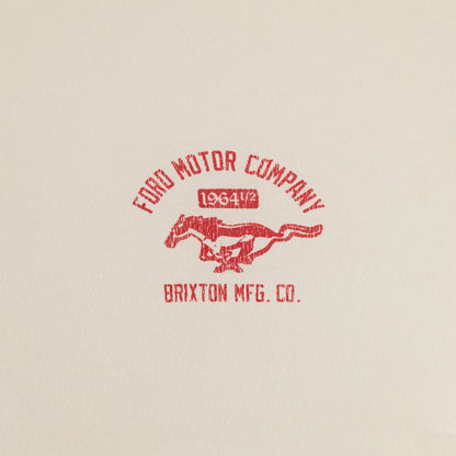 Red Ford Motor Company logo on a beige background