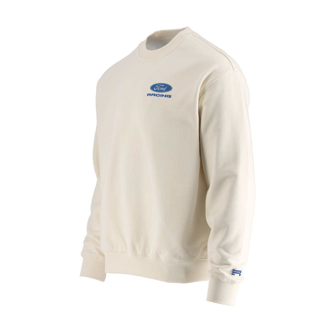 cream sweatshirt with ford racing logo 