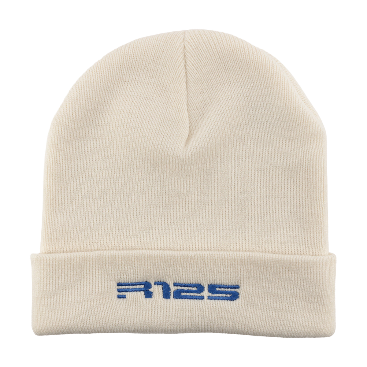 R125 logo on white beanie